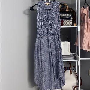 Navy blue plaid maxi dress